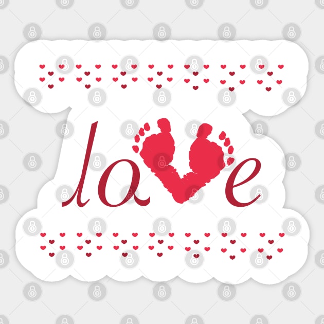 Valentine's day red footprints Sticker by GULSENGUNEL